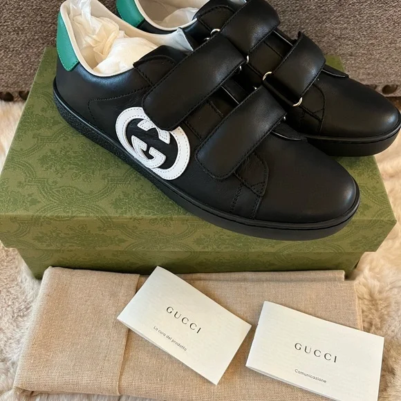 New Gucci GG Black leather Sneakers - Picture 2 of 9